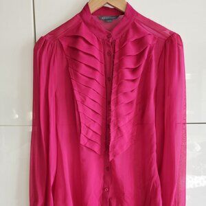 AX AEMANI EXCHANGE DREAM DARK PINK CHIFFON BLOUSE